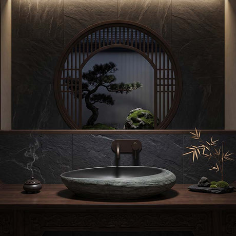 Oval Porcelain Above Counter Basin Bathroom Wash Art Basin 580x370x120mm