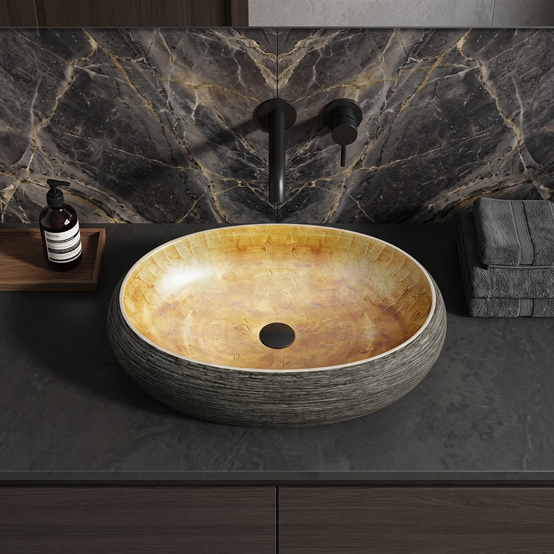 Oval Porcelain Above Counter Basin Bathroom Wash Art Basin 470x320x140mm