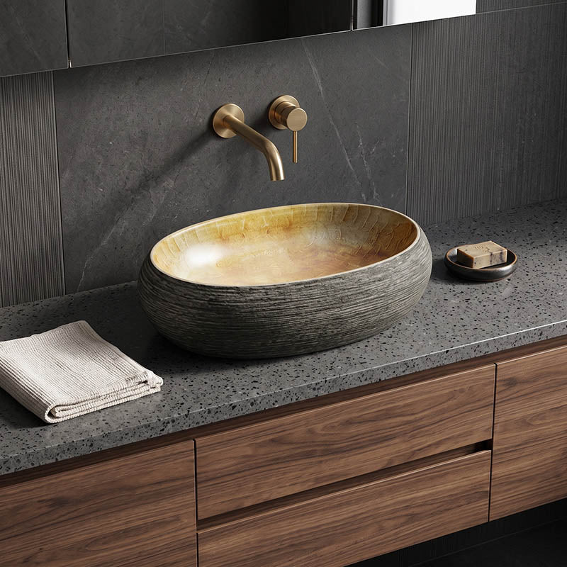 Oval Porcelain Above Counter Basin Bathroom Wash Art Basin 470x320x140mm