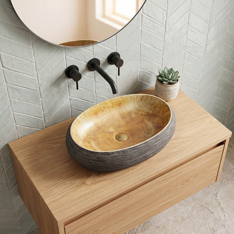 Oval Porcelain Above Counter Basin Bathroom Wash Art Basin 470x320x140mm