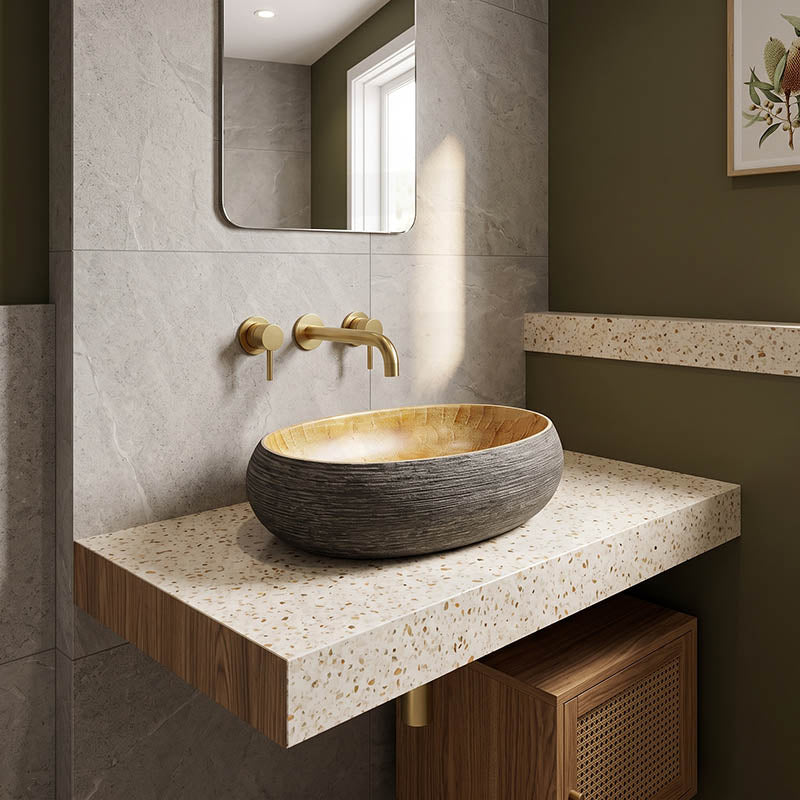 Oval Porcelain Above Counter Basin Bathroom Wash Art Basin 470x320x140mm