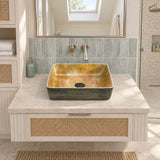 Rectangle Porcelain Above Counter Basin Art Basin Wash Basin 470x365x130mm - Pumpkin & Green Exterior