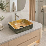 Rectangle Porcelain Above Counter Basin Art Basin Wash Basin 470x365x130mm - Pumpkin & Green Exterior