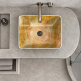 Rectangle Porcelain Above Counter Basin Art Basin Wash Basin 470x365x130mm - Pumpkin & Green Exterior