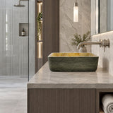 Rectangle Porcelain Above Counter Basin Art Basin Wash Basin 470x365x130mm - Pumpkin & Green Exterior