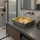 Rectangle Porcelain Above Counter Basin Art Basin Wash Basin 470x365x130mm - Pumpkin & Green Exterior