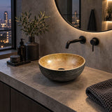 Round Porcelain Above Counter Basin Bathroom Wash Art Basin 340x340x140mm - Pumpkin&Green Exterior