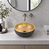 Round Porcelain Above Counter Basin Bathroom Wash Art Basin 340x340x140mm - Pumpkin&Green Exterior