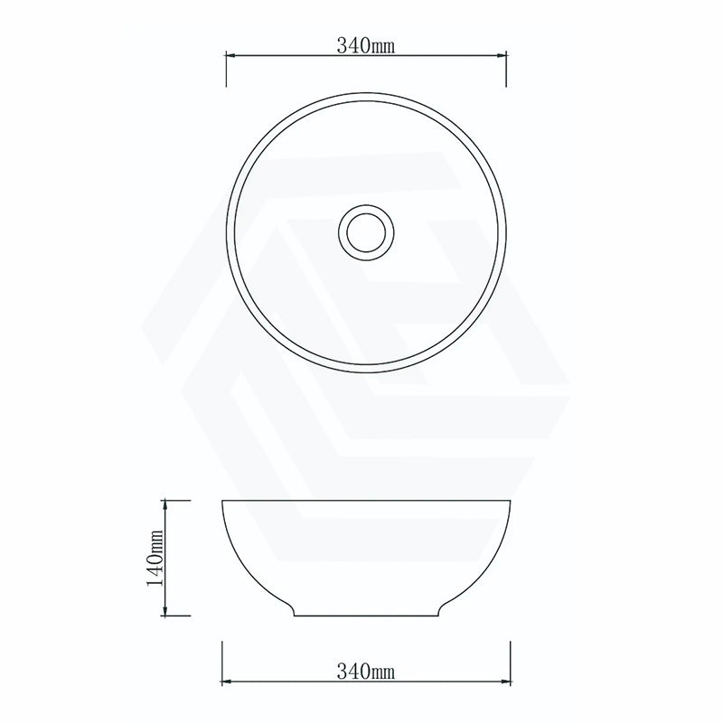 Round Porcelain Above Counter Basin Bathroom Wash Art Basin 340x340x140mm - Pumpkin&Green Exterior