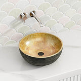 340x340x140mm Round Porcelain Above Counter Basin Bathroom Wash Art Basin Pumpkin&Green Exterior