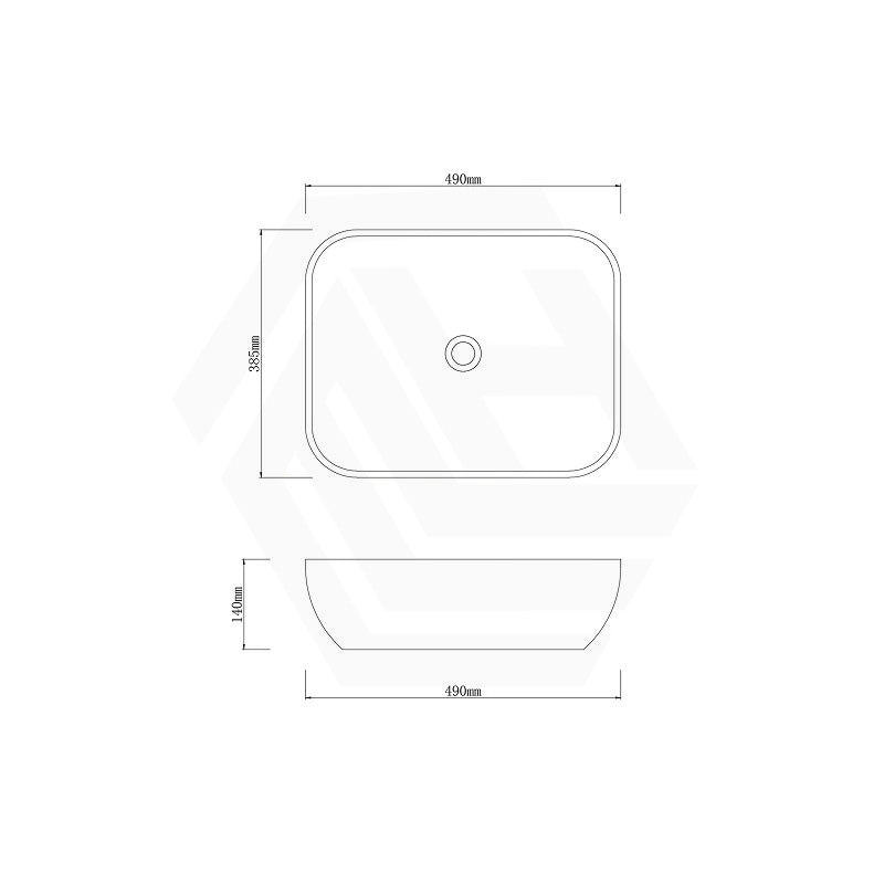 Rectangle Porcelain Above Counter Basin Bathroom Wash Art Basin 490x385x140mm - Pumpkin&Green Exterior