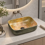 Rectangle Porcelain Above Counter Basin Bathroom Wash Art Basin 490x385x140mm - Pumpkin&Green Exterior