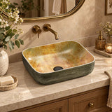 Rectangle Porcelain Above Counter Basin Bathroom Wash Art Basin 490x385x140mm - Pumpkin&Green Exterior