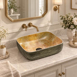 Rectangle Porcelain Above Counter Basin Bathroom Wash Art Basin 490x385x140mm - Pumpkin&Green Exterior