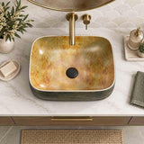 Rectangle Porcelain Above Counter Basin Bathroom Wash Art Basin 490x385x140mm - Pumpkin&Green Exterior