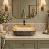Rectangle Porcelain Above Counter Basin Bathroom Wash Art Basin 490x385x140mm - Pumpkin&Green Exterior