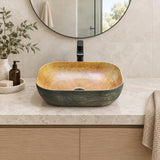 Rectangle Porcelain Above Counter Basin Bathroom Wash Art Basin 490x385x140mm - Pumpkin&Green Exterior