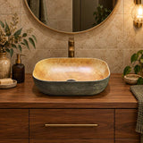Rectangle Porcelain Above Counter Basin Bathroom Wash Art Basin 490x385x140mm - Pumpkin&Green Exterior