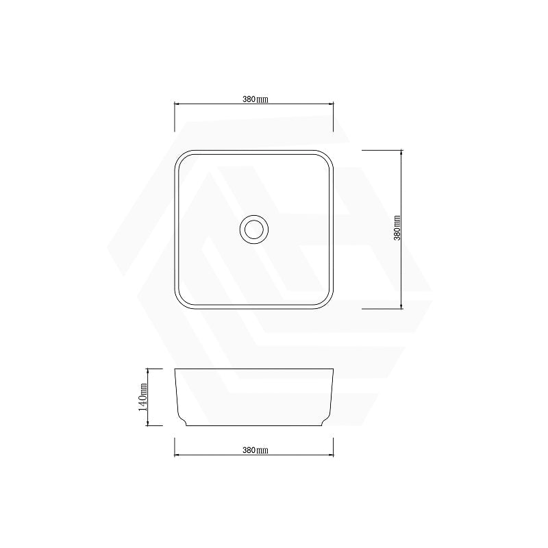 Infinity Square Porcelain Above Counter Basin Bathroom Wash Art Basin NO Overflow 380x380x140mm - Pumpkin & Green Exterior