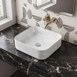 Square Above Counter Ceramic Basin for Bathroom 385x385x140mm - Gloss White