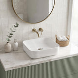 Square Above Counter Ceramic Basin for Bathroom 385x385x140mm - Gloss White