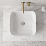 Square Above Counter Ceramic Basin for Bathroom 385x385x140mm - Gloss White