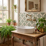 Infinity Oval Fluted Above Counter Ceramic Basin 595x375x105mm - Variant Colour