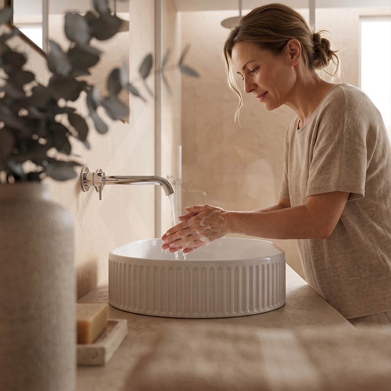 Infinity Oval Fluted Above Counter Ceramic Basin 595x375x105mm - Variant Colour