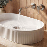 Infinity Oval Fluted Above Counter Ceramic Basin 595x375x105mm - Variant Colour