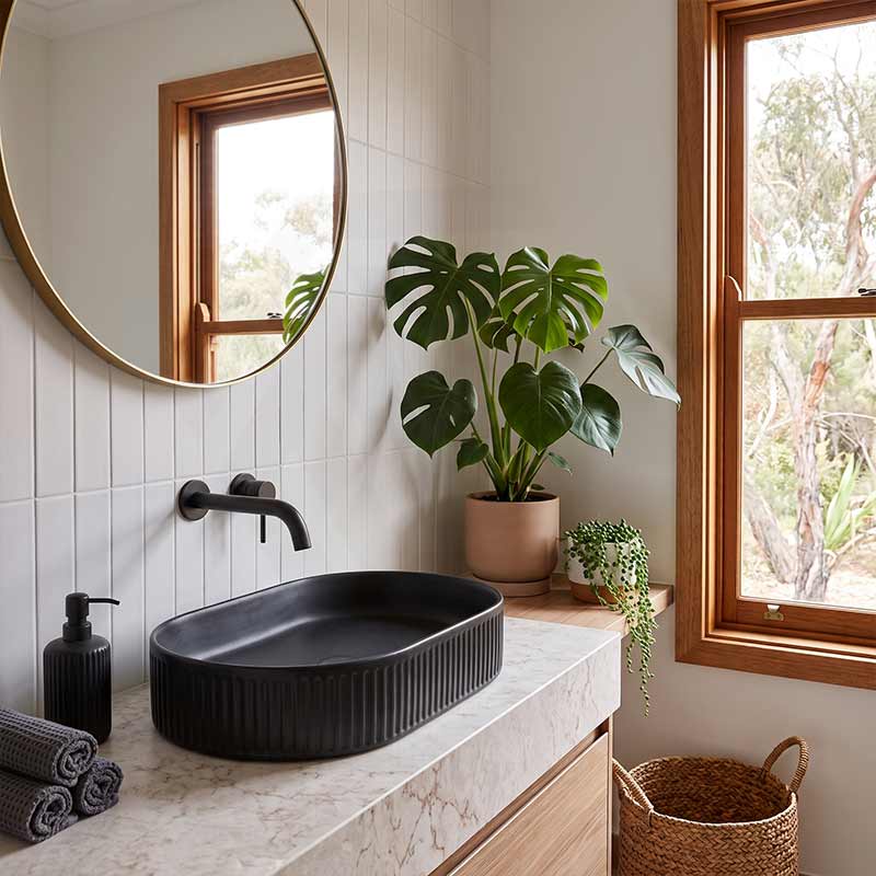 Infinity Oval Fluted Above Counter Ceramic Basin 595x375x105mm - Variant Colour
