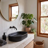 Infinity Oval Fluted Above Counter Ceramic Basin 595x375x105mm - Variant Colour