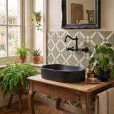 Infinity Oval Fluted Above Counter Ceramic Basin 595x375x105mm - Variant Colour