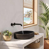 Infinity Oval Fluted Above Counter Ceramic Basin 595x375x105mm - Variant Colour