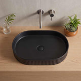 Infinity Oval Fluted Above Counter Ceramic Basin 595x375x105mm - Variant Colour