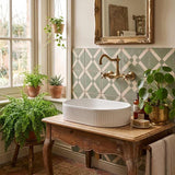 Infinity Oval Fluted Above Counter Ceramic Basin 595x375x105mm - Variant Colour