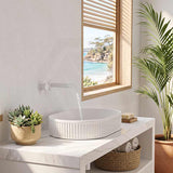 Infinity Oval Fluted Above Counter Ceramic Basin 595x375x105mm - Variant Colour