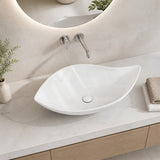 Bathroom Above Counter Ceramic Art Basin Leaf Shape 660x390x150mm - Gloss White