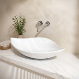 Bathroom Above Counter Ceramic Art Basin Leaf Shape 660x390x150mm - Gloss White
