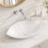 Bathroom Above Counter Ceramic Art Basin Leaf Shape 660x390x150mm - Gloss White