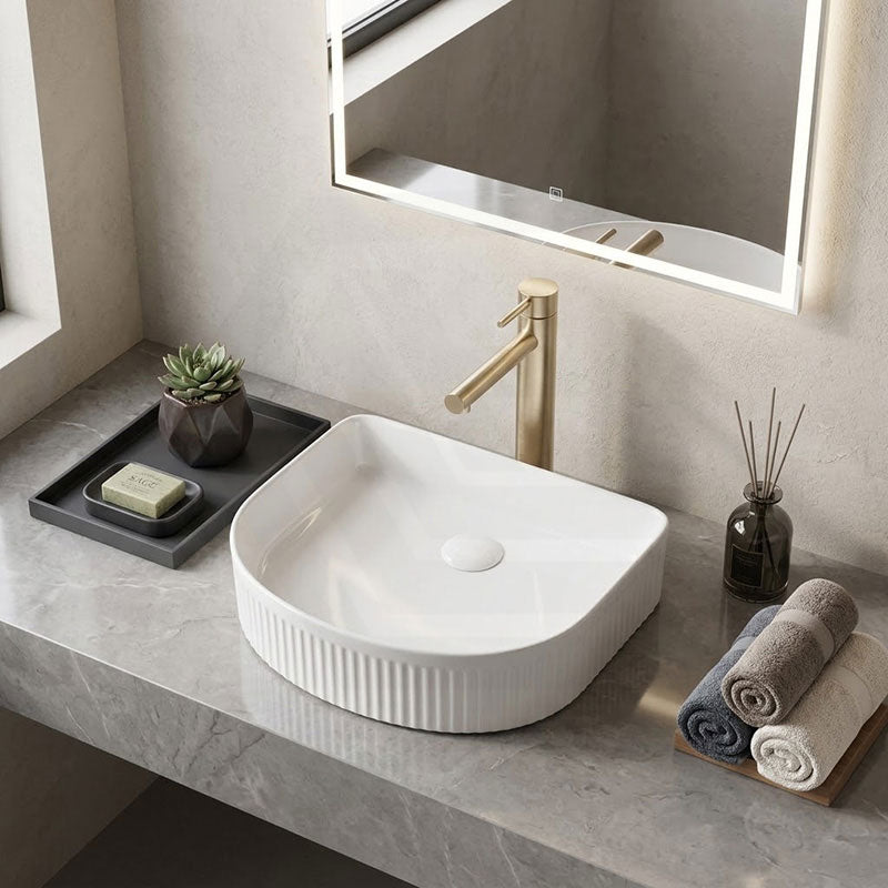 Above Counter Ceramic Basin D-Shape for Bathroom 415x365x100mm - In Various Colour
