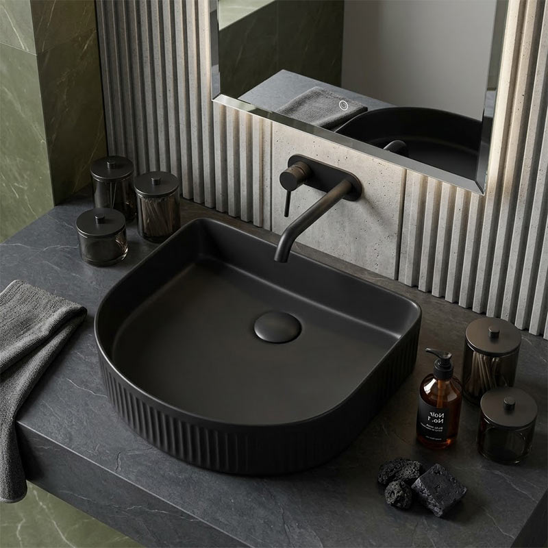 Above Counter Ceramic Basin D-Shape for Bathroom 415x365x100mm - In Various Colour