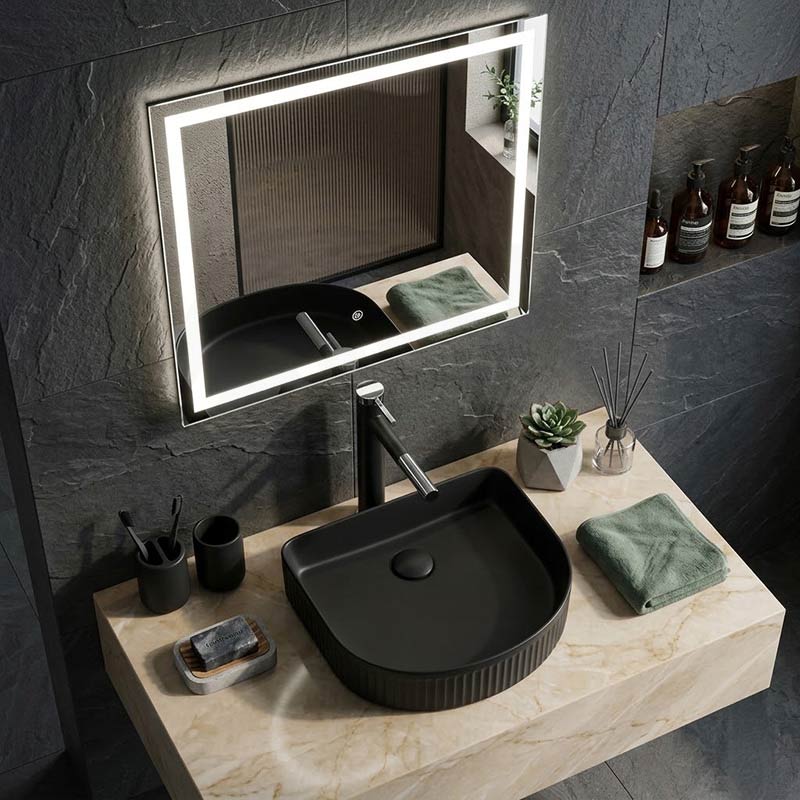Above Counter Ceramic Basin D-Shape for Bathroom 415x365x100mm - In Various Colour