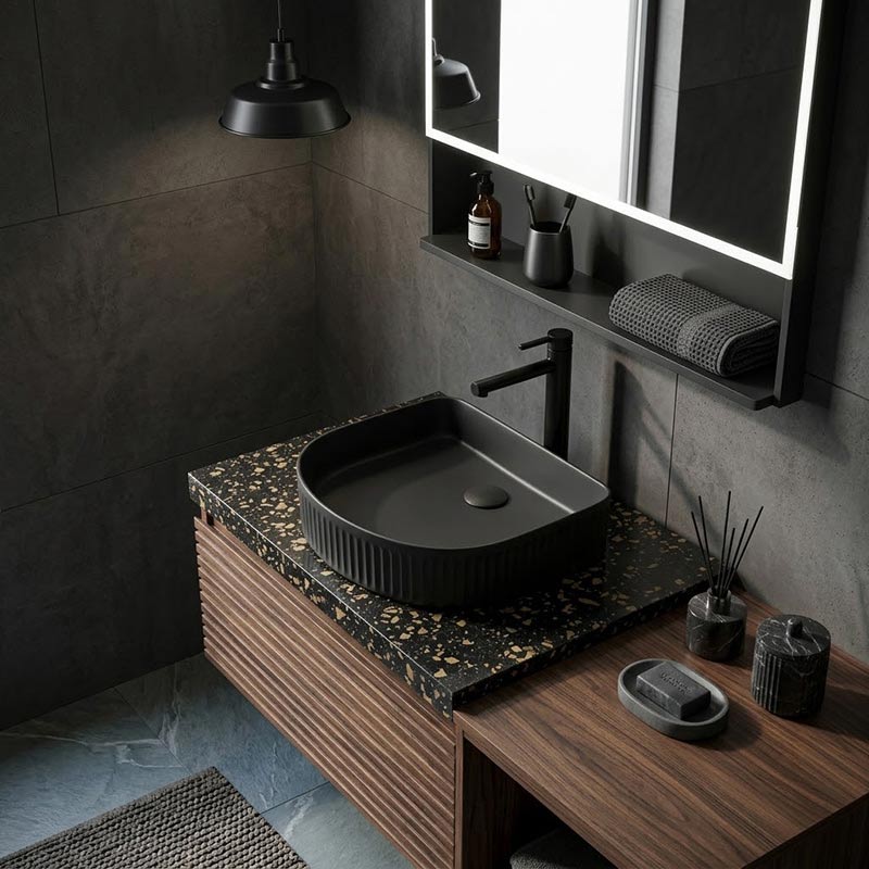 Above Counter Ceramic Basin D-Shape for Bathroom 415x365x100mm - In Various Colour
