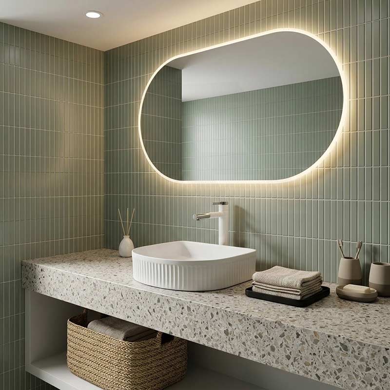 Above Counter Ceramic Basin D-Shape for Bathroom 415x365x100mm - In Various Colour