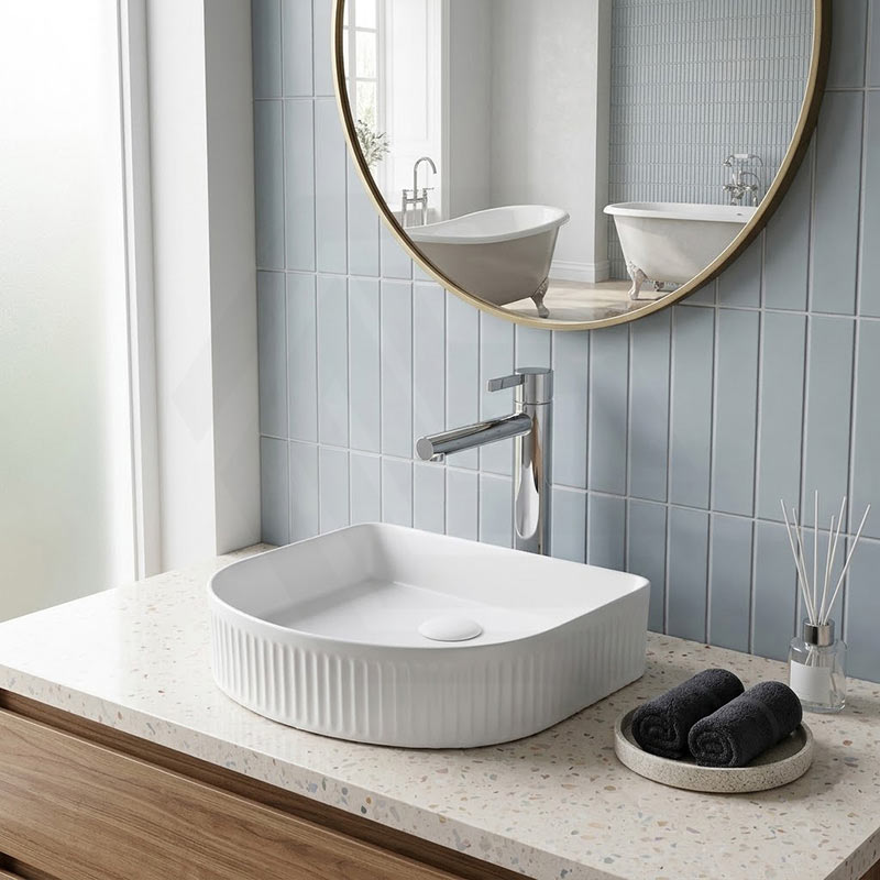 Above Counter Ceramic Basin D-Shape for Bathroom 415x365x100mm - In Various Colour