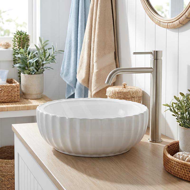 Round Above Counter Ceramic Basin Special Shape 400mm - Gloss White