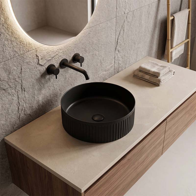 Infinity Round Ceramic Above Counter Basin NO Overflow 360x360x120mm - Variant Colour
