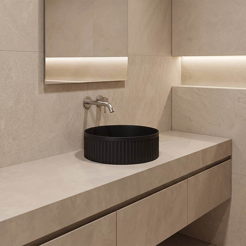 Infinity Round Ceramic Above Counter Basin NO Overflow 360x360x120mm - Variant Colour