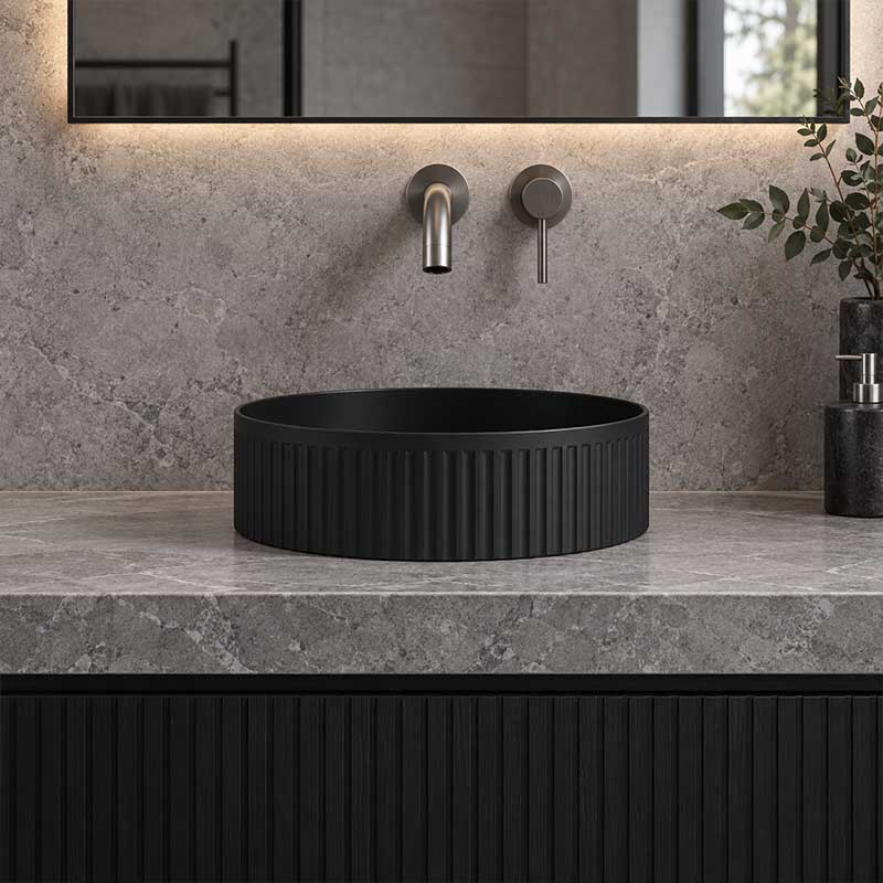 Infinity Round Ceramic Above Counter Basin NO Overflow 360x360x120mm - Variant Colour
