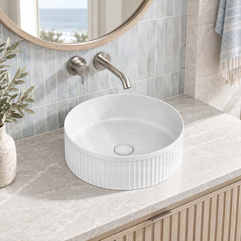 Infinity Round Ceramic Above Counter Basin NO Overflow 360x360x120mm - Variant Colour